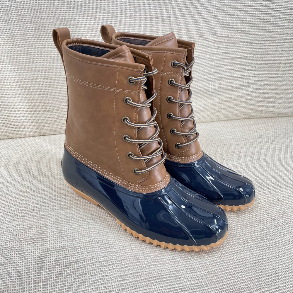 Sporto The Original Duck Boots Women's 9M Ariel Brown Blue Waterproof Lace‎ Up